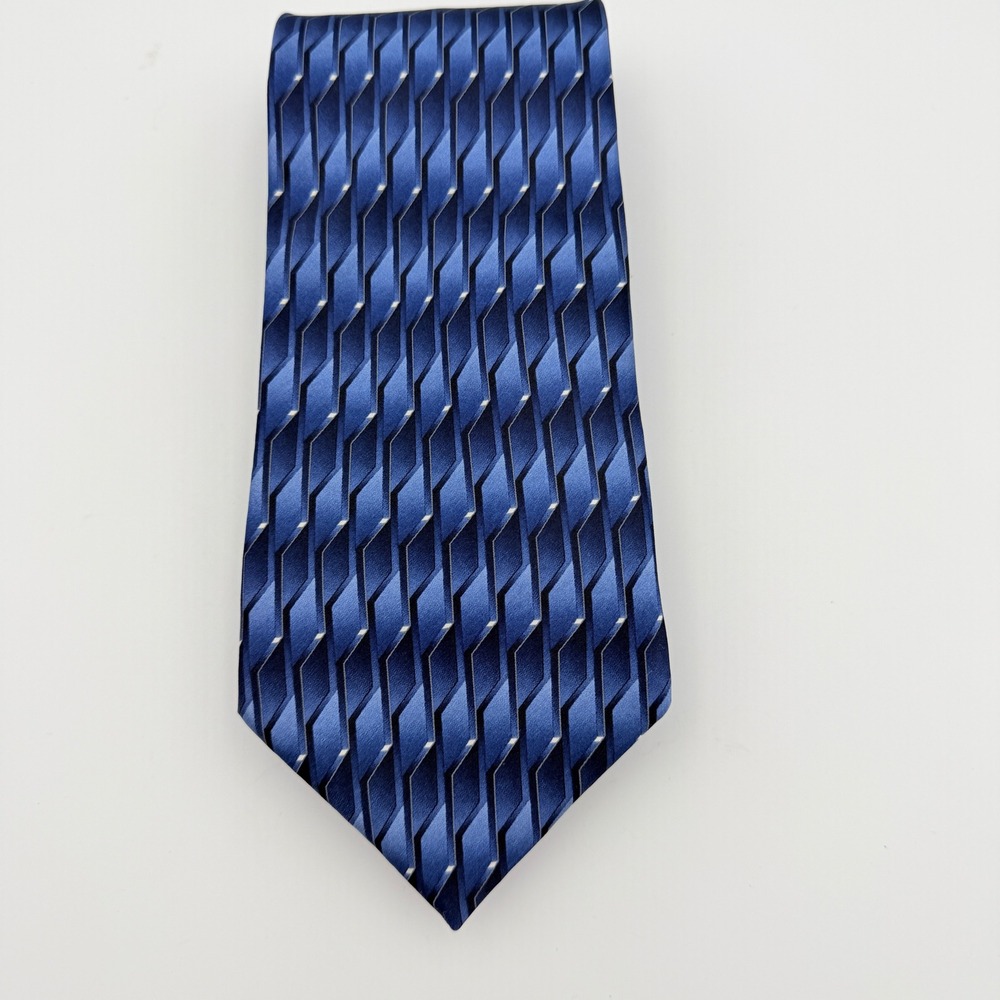 Arrow Mens Geometric Silk Blend Necktie Blue Navy Classic Formal Tie 60 Inch